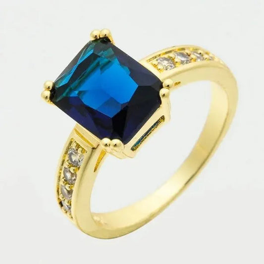 6-Color Natural 3.58CT White/Alexandrite/Sapphire/Pink/Emerald/Ruby Diamond 14K Yellow Gold Ring Size 6-10