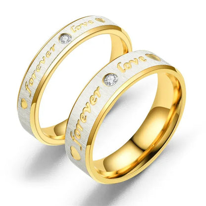 Stainless Steel Couple Forever Love Gold Titanium Couple Rings Jewlery Charm Diamond Ring Vintage Promise Ring Surprised Gift