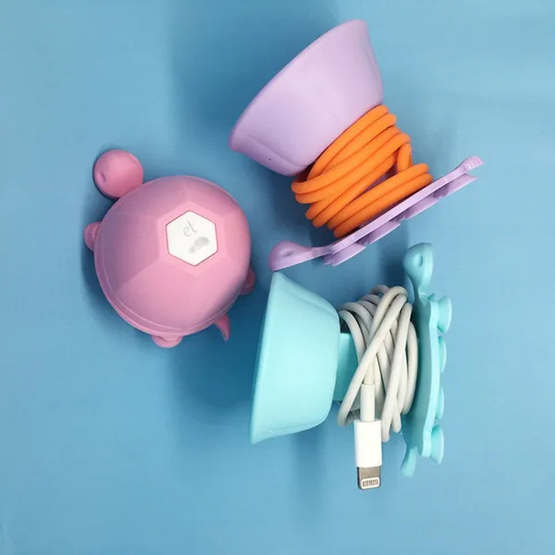 Cute Mobile Phone Accessories Turtle Phone Stand Holder Earphone USB Cable Winder Line Fixer Cable Holder Wire Clip