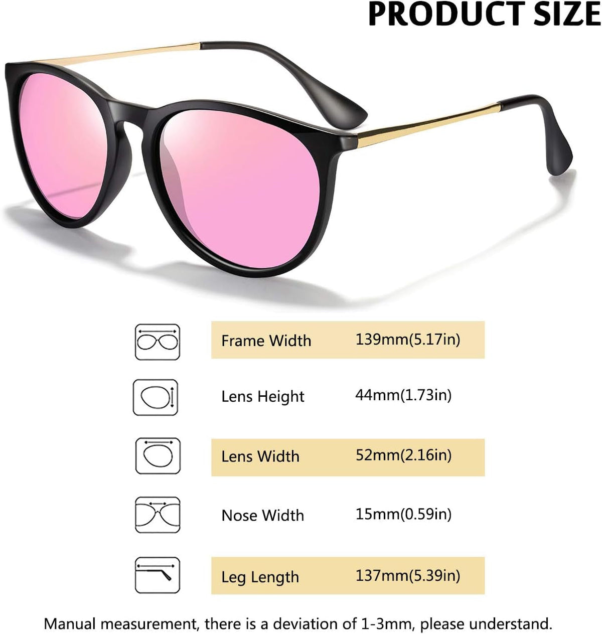Sunglasses Womens Men Polarized UV Protection Trendy Vintage Retro round Mirrored Lens Sunglasses for Women