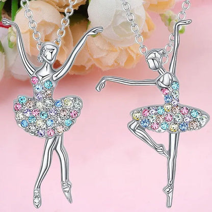Elegant Fashion Creative Girl Necklace Ballet Sister Necklace Gift Suitable for Female Personality Creative Rainbow Dancer Dance Friendship Pendant Necklace Jewelry Suitable for Sister Friend Birthday Party Jewelry Anniversary Gift