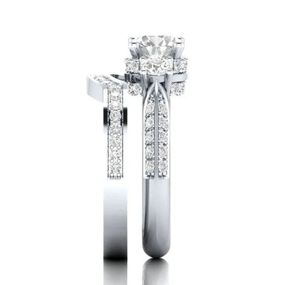 925 Sterling Silver White Sapphire Wedding Ring Set for Women Girl