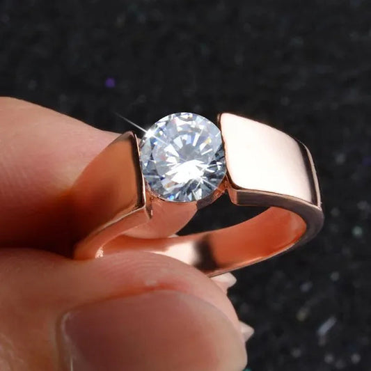 Mens Ring Classic Zircon Rings Bride Wedding Rings Rose Gold Colour Rings Silver Plated Rings Party Gift Rings for Men  Finger Jewelry