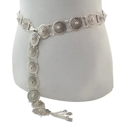 Vintage Silver Waist Chain Bells Metal Tassel  Belly Chain  Charm Belt Chains Body Jewelry