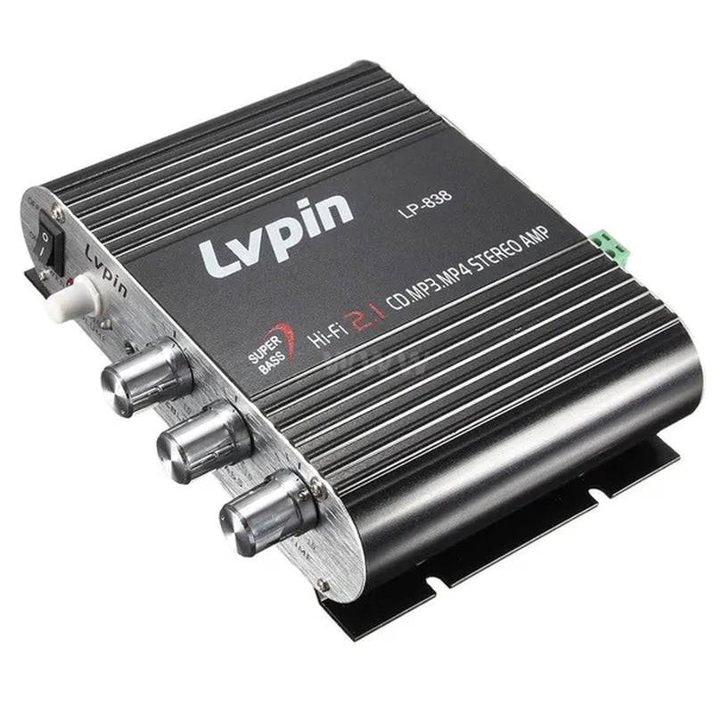 Mini HIFI Audio Stereo Power Amplifier Subwoofer MP3 Car Radio Channels 2 Household Super Bass Lvpin 838