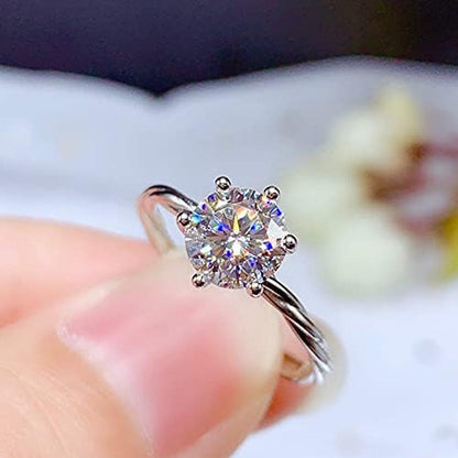 Shiny Full Diamond Ring 2Carat round Cut Cubic Zirconia Promise Wedding Ring for Women Silver Ring CZ Cocktail Ring Eternity 950 Platinum Simulate Moissanite Ring Adjustable Ring 020