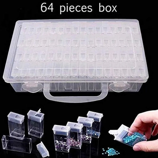 64 Slots Diamond Embroidery Diamond Painting Tool Transparent Plastic Storage Box