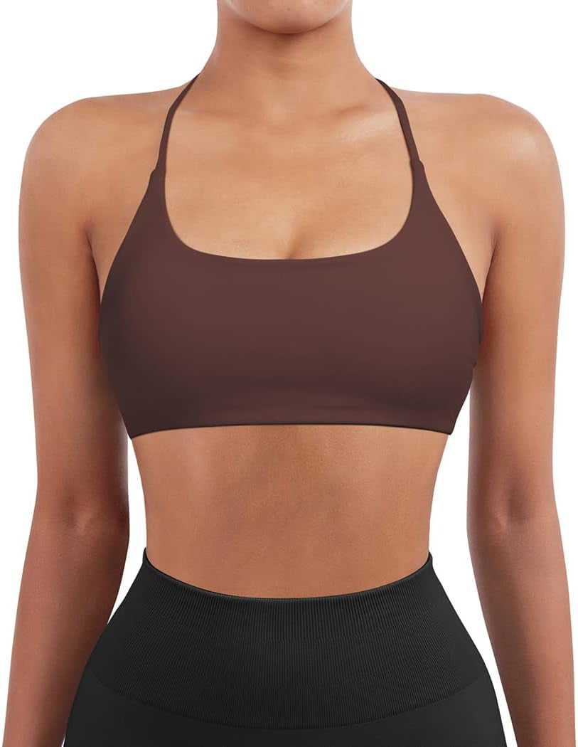 Women 2 Piece Open Back Sports Bra Pack Strappy Workout Gym Yoga Crops