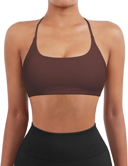 Women 2 Piece Open Back Sports Bra Pack Strappy Workout Gym Yoga Crops