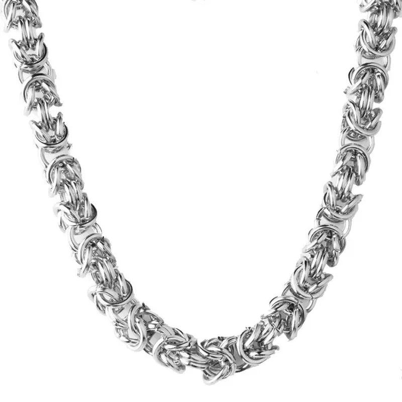 6/8/11mm Men's Jewelry Trendy Silver Stainless Steel Byzantine Chain Necklace Link Chain Necklace 16"-40" Bracelet 7"-11"