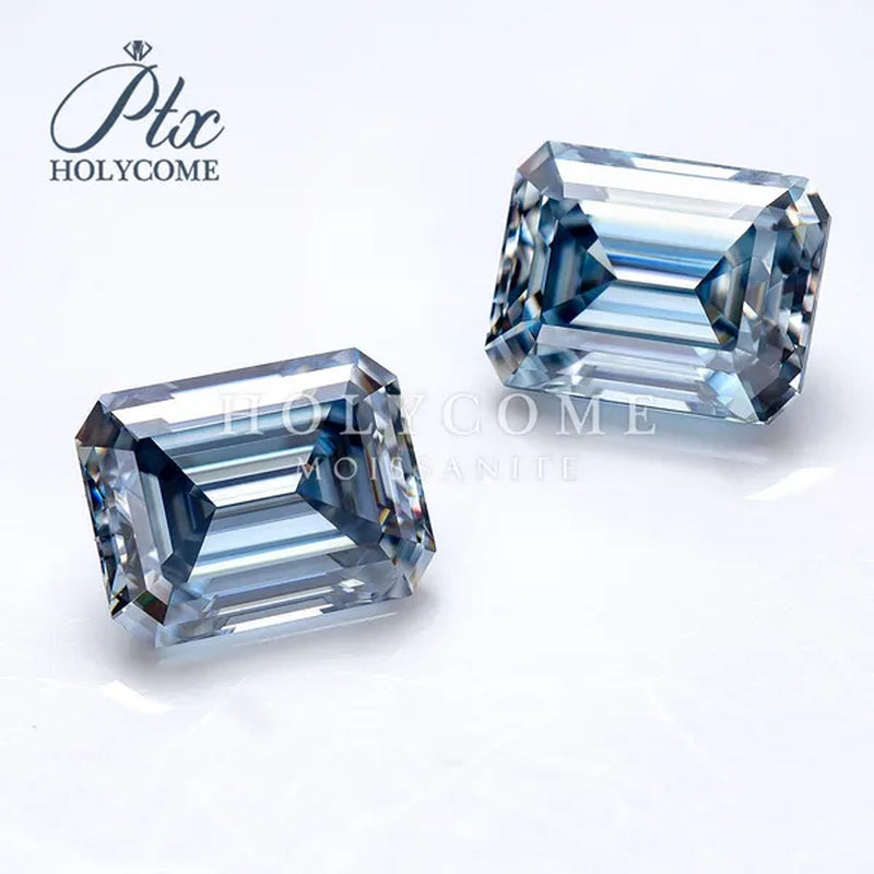 HOLYCOME Best Loose Gemstones Moissanite Diamond Excellent Crushed Ice Cushion Asscher Cut Dark Vivid Blue Color Stone for Jewelry Diamond Ring