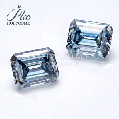 HOLYCOME Best Loose Gemstones Moissanite Diamond Excellent Crushed Ice Cushion Asscher Cut Dark Vivid Blue Color Stone for Jewelry Diamond Ring