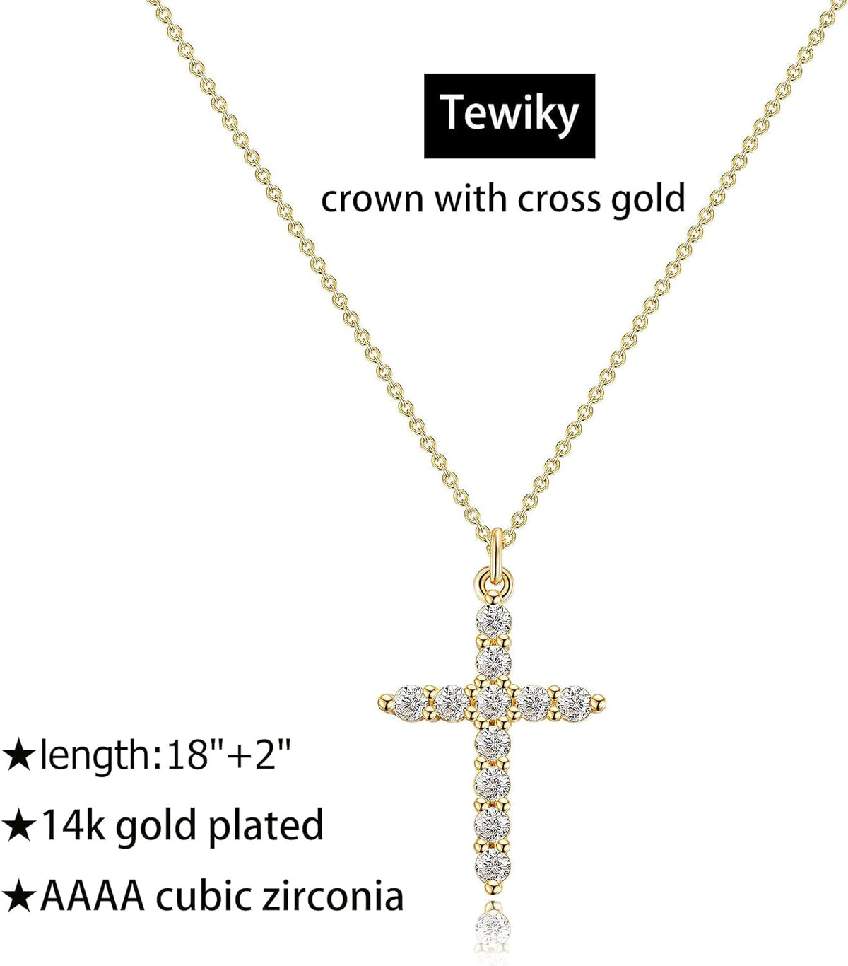 Cross Necklace for Women-Dainty Simple 14K Gold Plated Cross Pendant Cute Diamond Necklaces for Women Gold Jewelry
