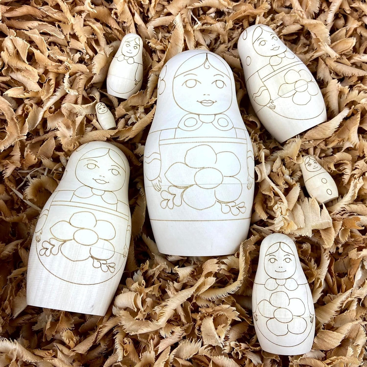 Unfinished Nesting Dolls Blank Set of 7 Pcs - Wooden Crafts to Paint Your Own Matryoshka - Blank Russian Nesting Dolls Unpainted - Russian Dolls Blank