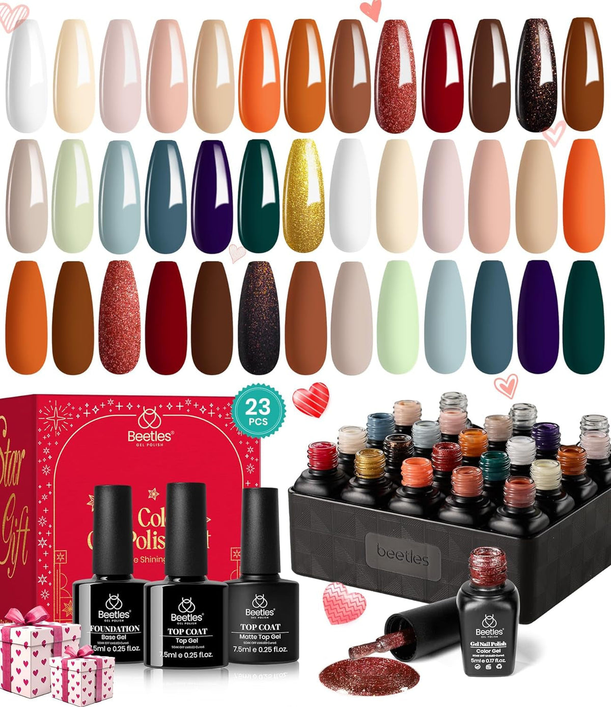 Nail Set 20 Colors Healing Elixir Collection Manicure Kit Pink Neutral Purple Blue Green Gel Nail Kit with 3Pcs Base Matte and Glossy Top Coat Soak off Uv for Women 2024 Ideal Gift