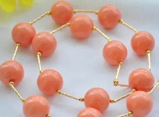 16mm round coral-pink south sea shell pearl necklace 18inch