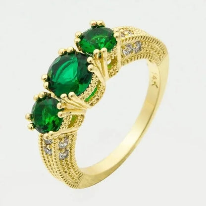 Natural 2.66CT Emerald Diamond 14K Yellow Gold Ring Size 6-10