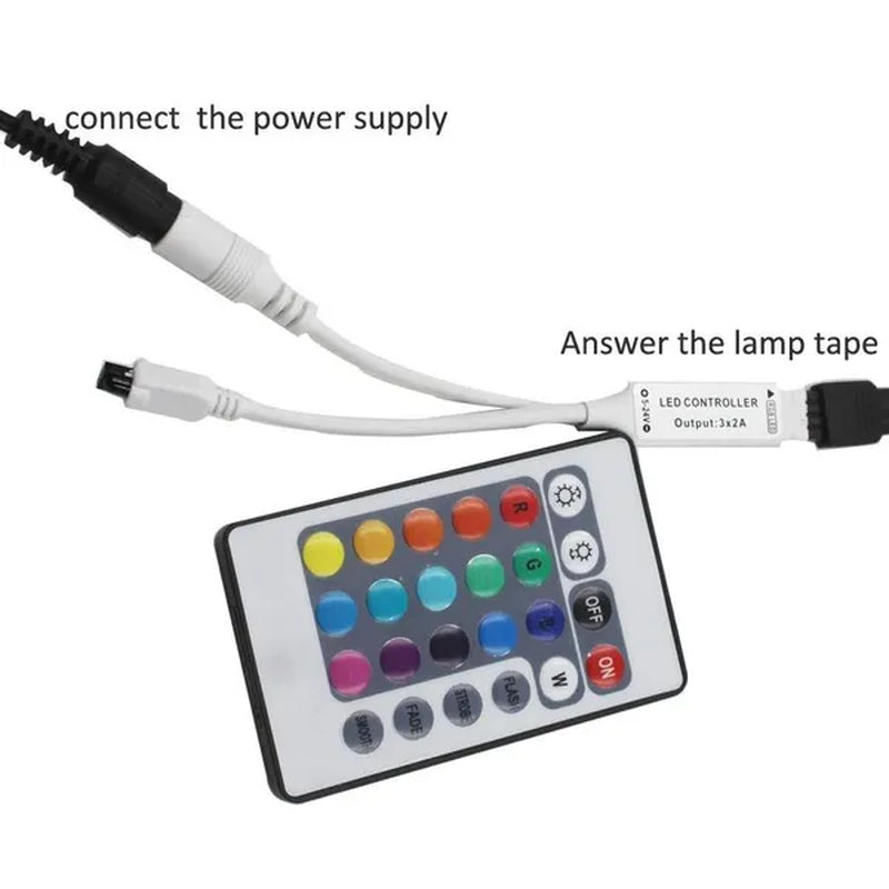 Non-Waterproof 5M 10M RGB led christmas lights smd 5050 12V flexible christmas led lights string rgb led strip + IR 24keys Remote controller