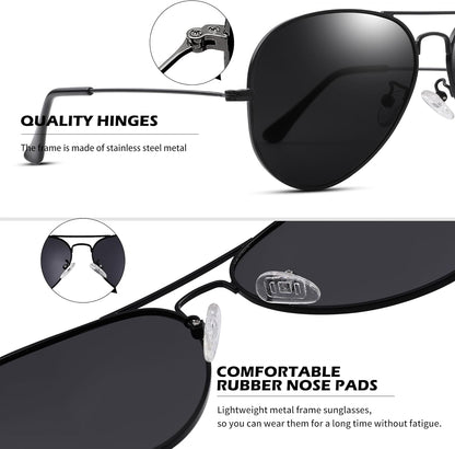 Aviator Sunglasses for Men Women Classic Polarized UV400 Protection