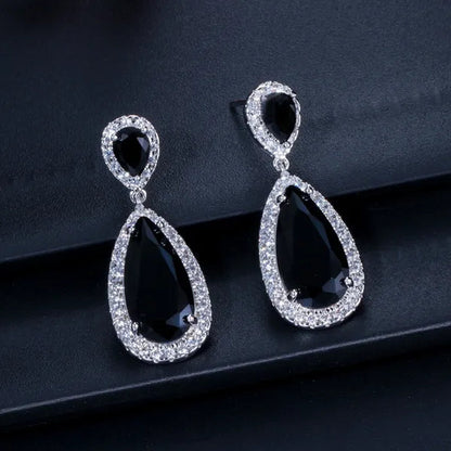GLORIYA Luxury Wedding Party Jewelry Romantic Purple Crystal Big Tear Drop Earrings For Bridal Dress Accessories