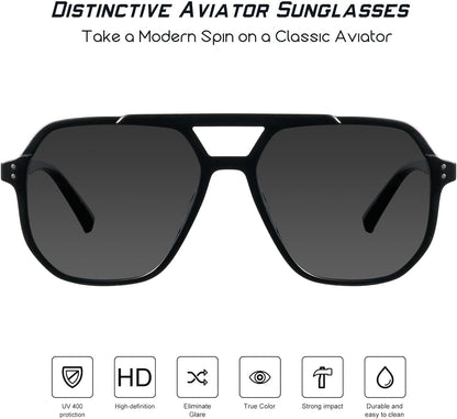Oversized Aviator Sunglasses for Women and Men with Polarized Lens MS52243