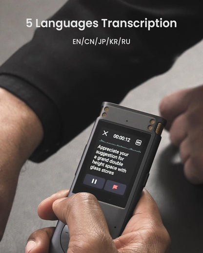 Offline Voice Recorder with Playback, Secure Digital Recorder with AI Transcription, 5-Language Voice-To-Text, Noise Reduction, AI Voice Recorder for Meetings, Interviews, Learning
