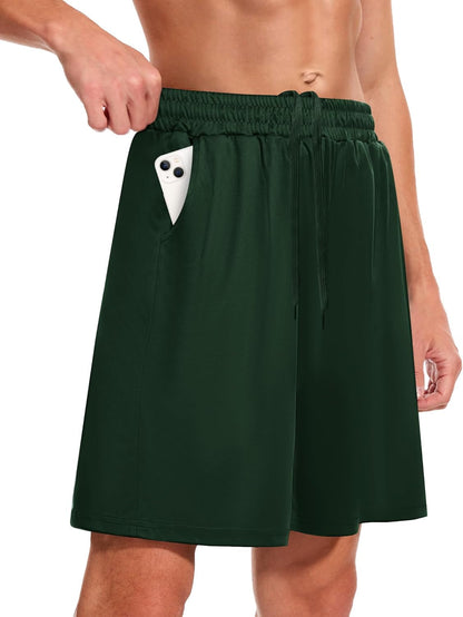 Men'S Athletic Gym Shorts - Quick Dry Black Casual Basketball Shorts with Pockets for Running Workout Activewear