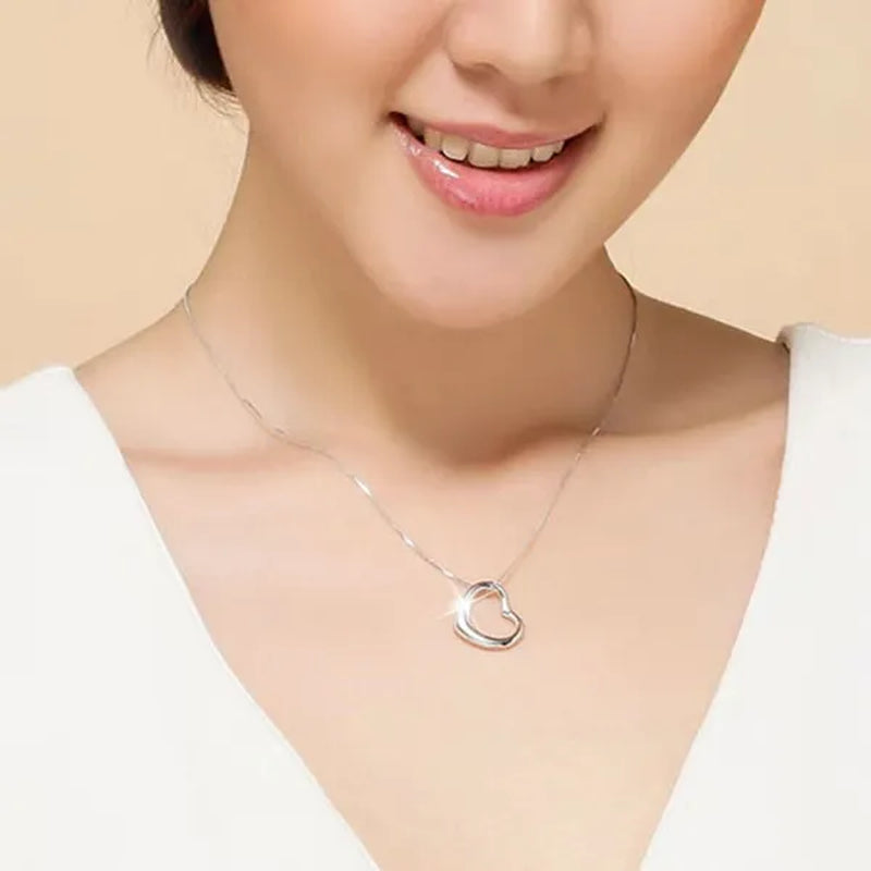 Fashion Jewelry Exquisite Women's 925 Sterling Silver Charm Heart Bracelets Necklaces for Wedding Party Christmas Gift Jewelry Set