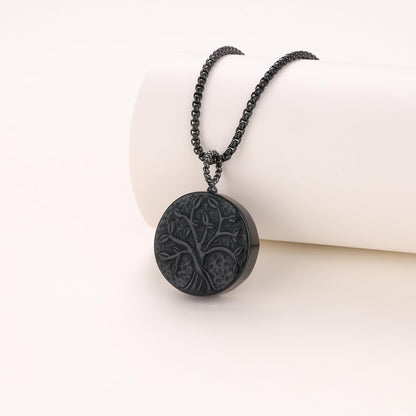 Tree of Life Necklace Black Obsidian Necklace, Stainless Steel Necklace/Nylon Cord