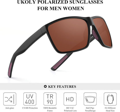Polarized Sports Sunglasses for Men Women,Sports Sunglasses for Baseball Running Cycling TR90 Frame UV400 Protection