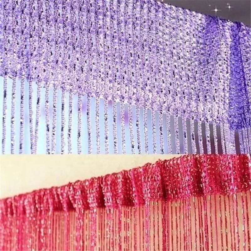 Fashion 200cm*100cm String Sparkle Curtains Fly Screen Fringe Tassel Curtain Room Divider Door Window Decor