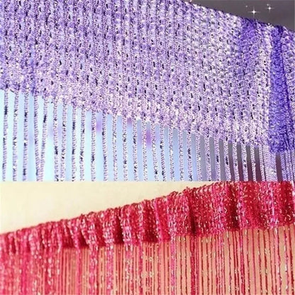 Fashion 200cm*100cm String Sparkle Curtains Fly Screen Fringe Tassel Curtain Room Divider Door Window Decor