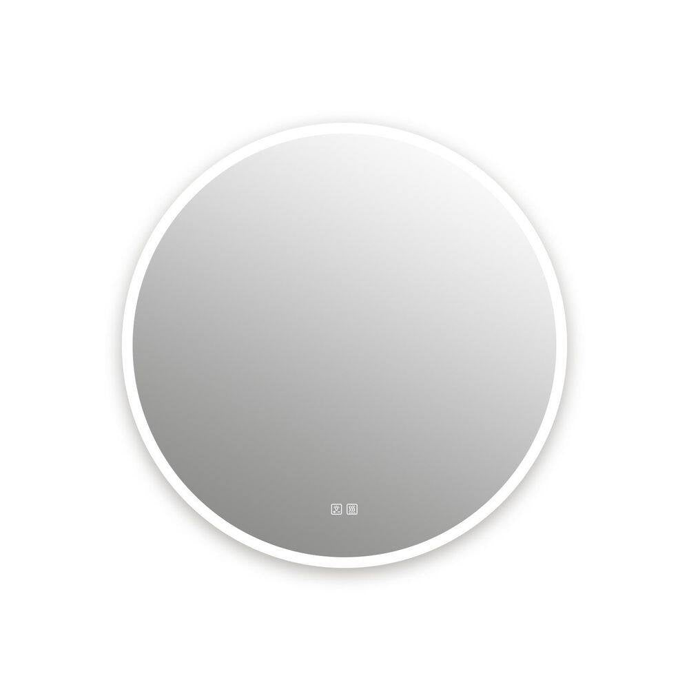32 In. W X 32 In. H round Frameless LED Light with 3-Color and Anti-Fog Wall Mounted Bathroom Vanity Mirror