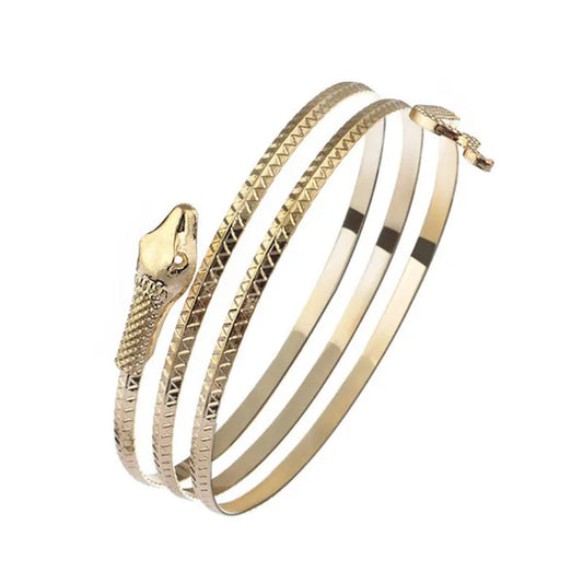 Metal Arm Cuff Upper Arm Bracelet Band for Women Gold Silver Color Armlet Snake Armband Adjustable Arm Cuff Bangle POE