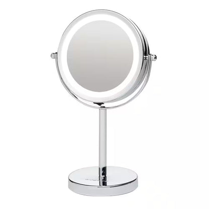 4.7 In. X 11.8 In. Lighted Magnifying Tabletop Makeup Mirror in Polished Chrome