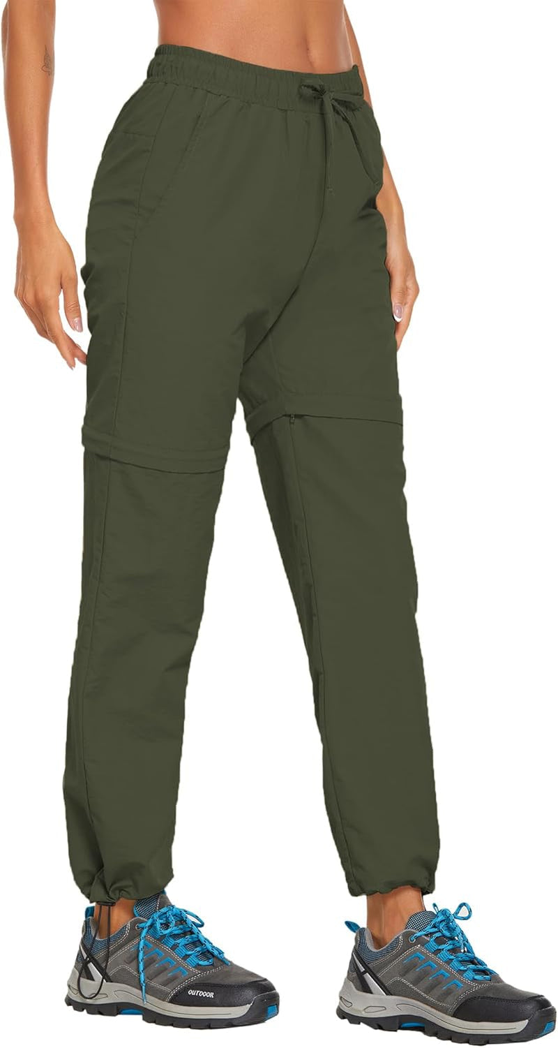 Women'S Hiking Zip off Pants Waterproof Convertible Shorts Lightweight for Camping Sweatpants with Pockets