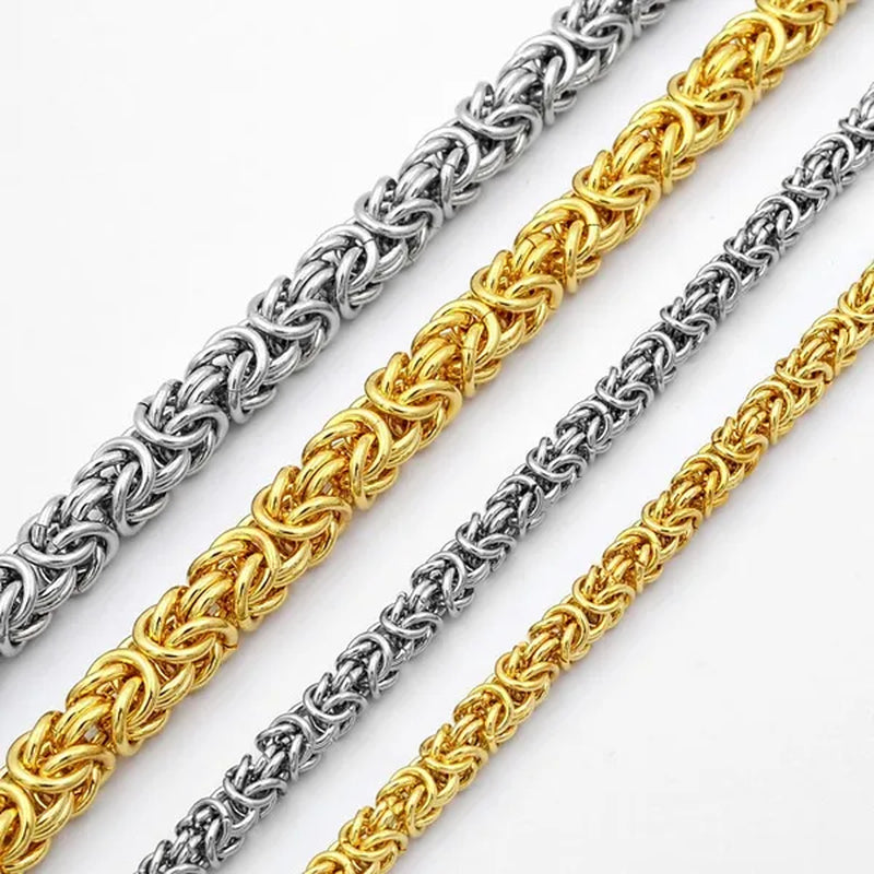 6/8mm Wide Fashion 316L Stainless Steel Silver/Gold Round Circle Byzantine Link Chain Men/Women Necklace Or Bracelet 1PCS New