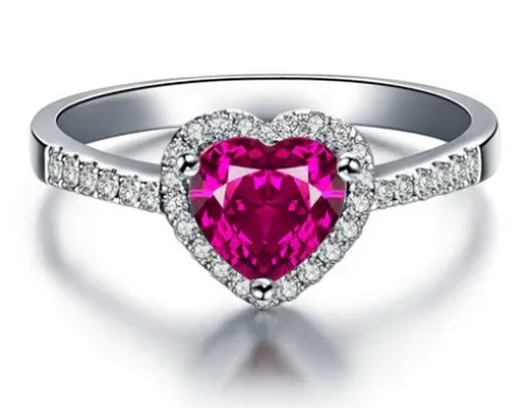 Silver Natural Gemstones Ruby Birthstone Bride Wedding Engagement Strange Lover Ring