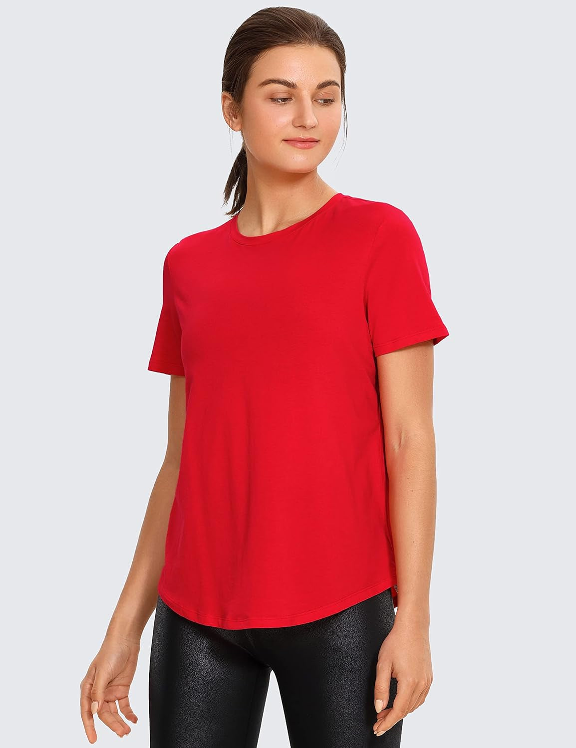 Women'S Pima Cotton Short Sleeve Workout Shirts Casual Yoga T-Shirt Soft Athletic Top