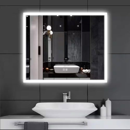 36 In. W X 30 In. H Rectangular Frameless LED Light with 3-Color and Anti-Fog Wall Mounted Bathroom Vanity Mirror