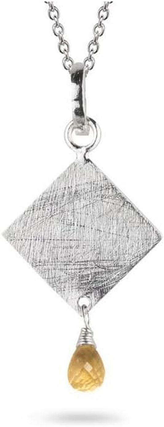 0.75 Cts Citrine Briolette Pendant in Sterling Silver - Valentine'S Day Sale