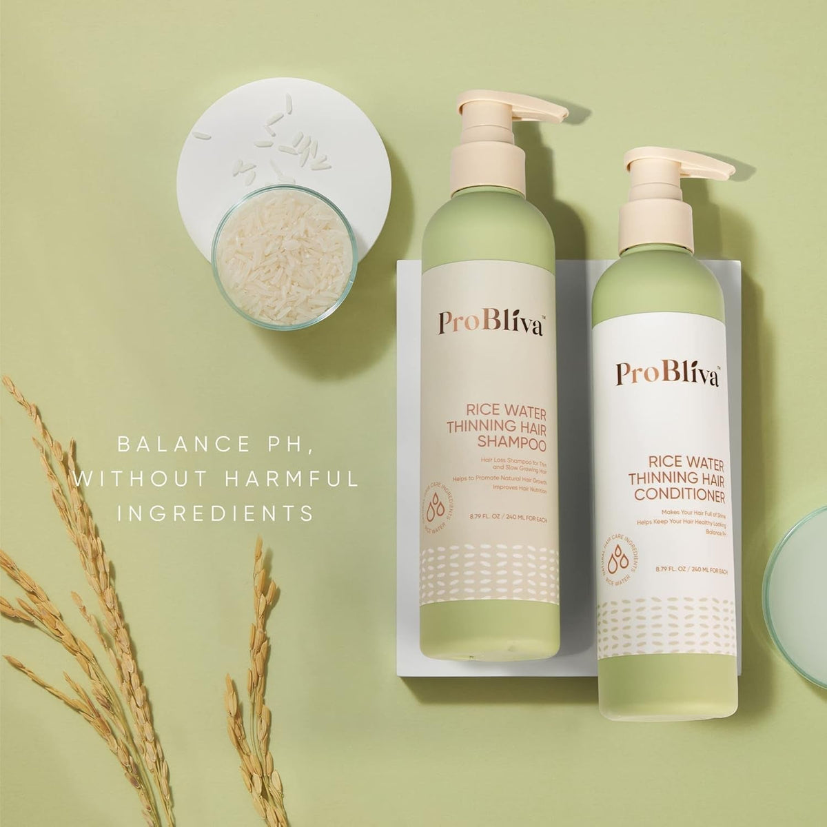 Rice Water Thinning Hair Shampoo & Conditioner - anti Hair Loss - Regrowth & Thickening