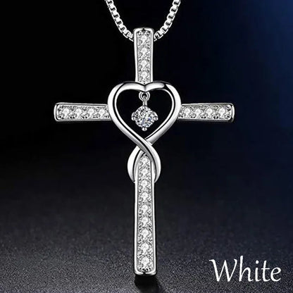 Infinity Love God We Trust Christian Cross Birthstone Diamond Rhinestone Pendant Necklace Birthday Gifts Jewelry For Women Christmas Girls