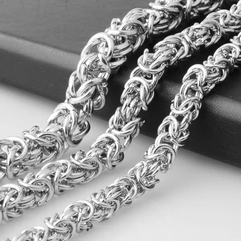 6/8/11mm Men's Jewelry Trendy Silver Stainless Steel Byzantine Chain Necklace Link Chain Necklace 16"-40" Bracelet 7"-11"
