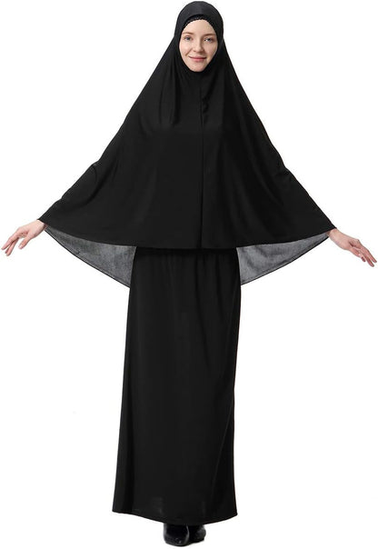 Muslim Islamic Women'S Khimar 2Pcs Sets Soft Distinctive Prayer Dress Hijab Abaya Suit(10 Colors Available)