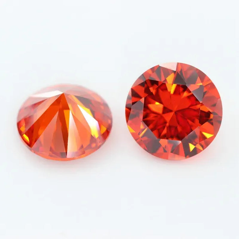 Orange Cubic Zirconia round Shape Brilliant Cut Loose CZ Stone Synthetic Gems for Jewelry