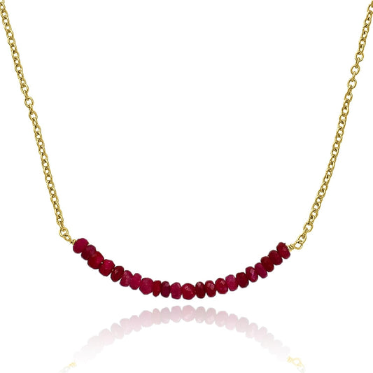 Genuine Ruby Necklace for Women - Authentic 925 Sterling Silver Necklace 18K Gold Jewelry, Dainty Bar Choker Pendant Necklace for Teen Girls, July Birthstone Gift for Mothers Day…