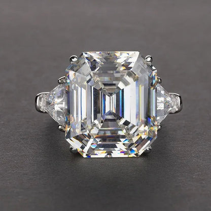 Luxury 100% 925 Sterling Silver Created Pink White Sapphire Square Cut Diamond Wedding Engagement Cocktail Women Moissanite Rings Fine Jewelry