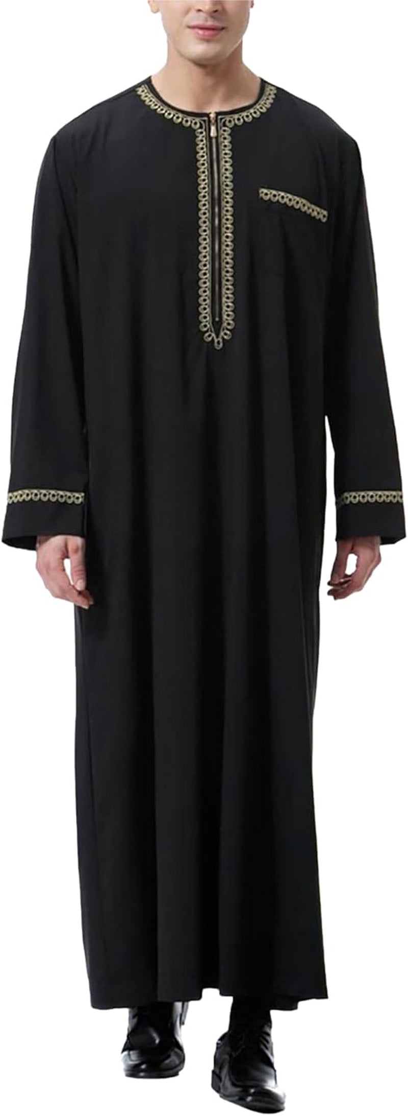 Kaftan for Men Long Sleeve Mens Thobe Big and Tall Muslim Clothes Dubai Caftan Gown
