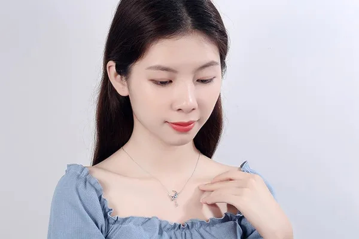 925 Sterling Silver Colorful Moonstone Clavicle Chain Necklace Silver Moon Zircon Tassel Necklace Jewelry For Women